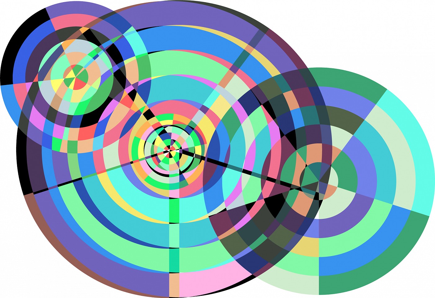 Dane Albert, Cicles #17, 2023
Enamel on aluminum (Concept) © Dane Albert, 48 x 72 in. (121.9 x 182.9 cm)
Series of colored lines and shapes in multiple configurations
DA.2023-017
