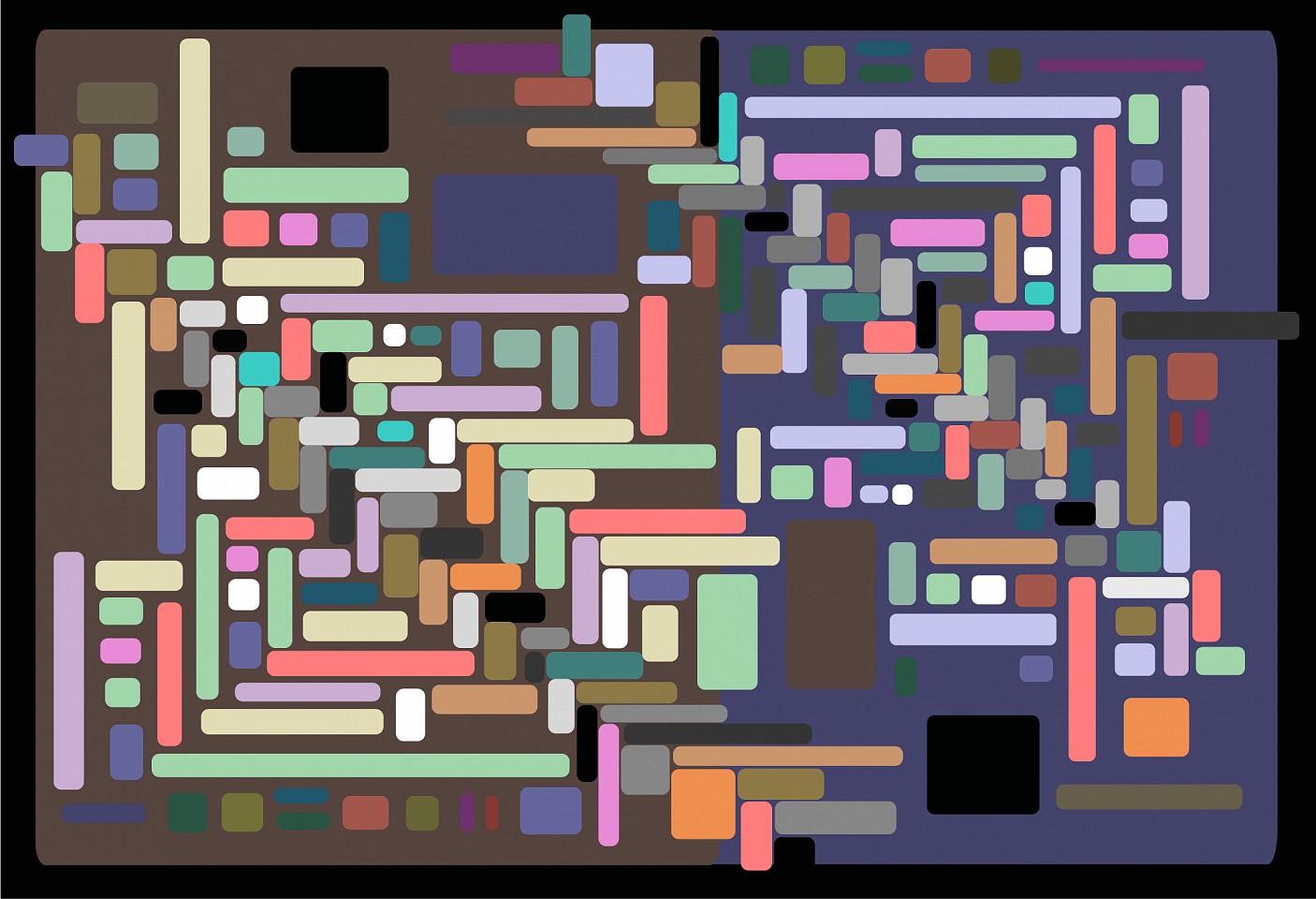 Dane Albert, Color Bars #6, 2023
Enamel on aluminum (Concept) © Dane Albert, 48 x 72 in. (121.9 x 182.9 cm)
Series of colored lines and shapes in multiple configurations
DA.2023.bars-006