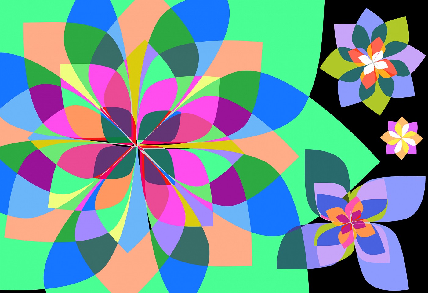 Dane Albert, Floral #1 Night, 2023
Enamel on aluminum (Concept) © Dane Albert, 48 x 72 in. (121.9 x 182.9 cm)
Series of colored lines and shapes in multiple configurations
DA.2023.floral-001-night