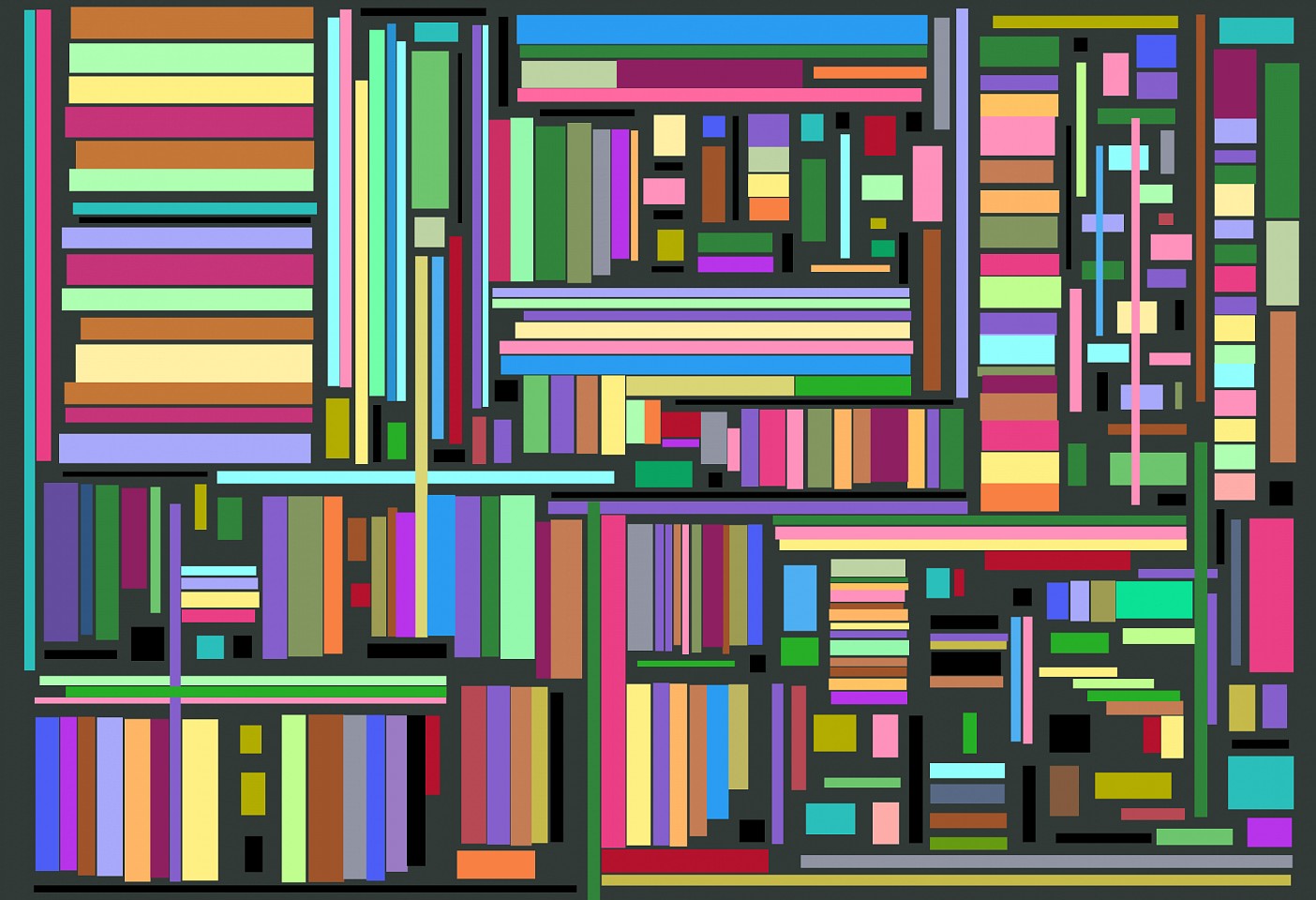 Dane Albert, Color Bars #7, 2023
Enamel on aluminum (Concept) © Dane Albert, 48 x 72 in. (121.9 x 182.9 cm)
Series of colored lines and shapes in multiple configurations
DA.2023.bars-007