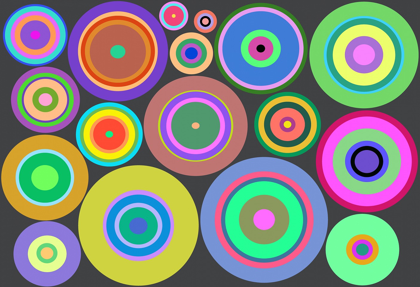 Dane Albert, Circles #21, 2023
Enamel on aluminum (Concept) © Dane Albert, 48 x 72 in. (121.9 x 182.9 cm)
Series of colored lines and shapes in multiple configurations
DA.2023-021