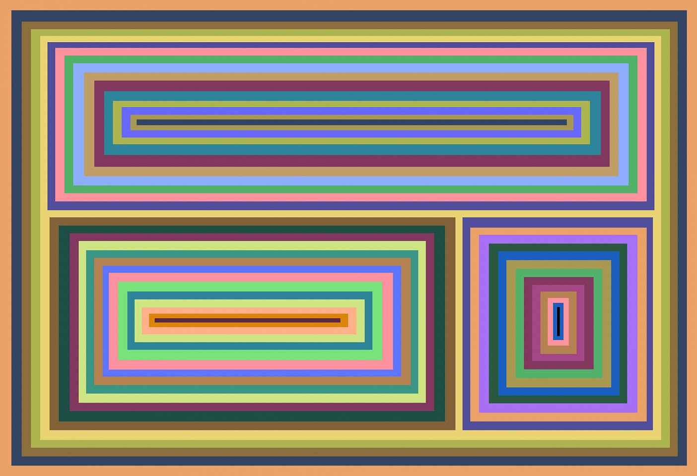 Dane Albert, Color Blocks #22, 2023
Enamel on aluminum (Concept) © Dane Albert, 48 x 60 in. (121.9 x 152.4 cm)
Series of colored blocks in multiple configurations
DA.cb-2023-022