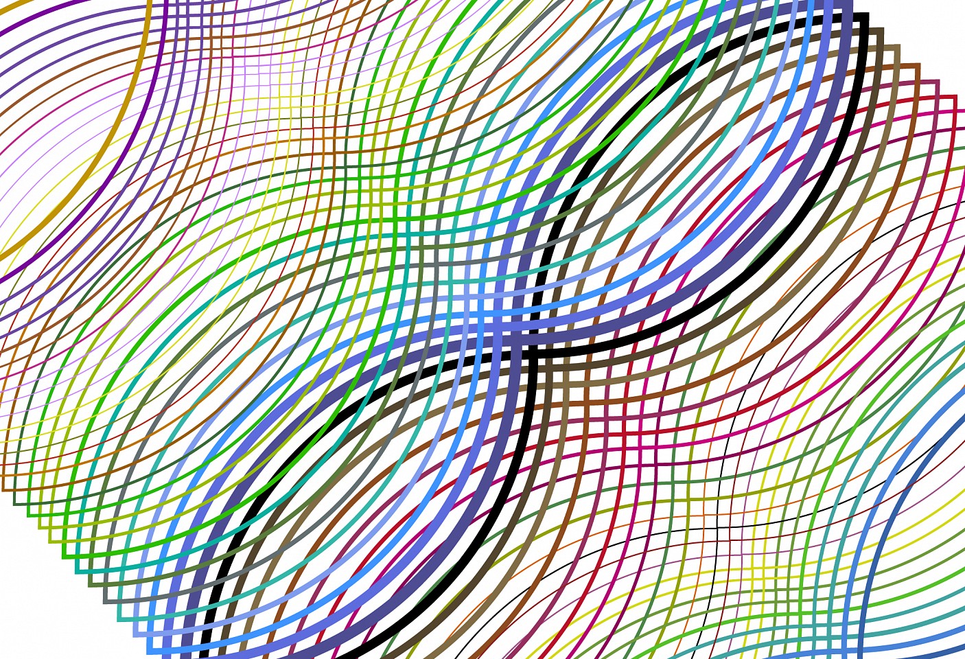 Dane Albert, Arcs #5, 2023
Enamel on aluminum (Concept) © Dane Albert, 48 x 72 in. (121.9 x 182.9 cm)
Series of colored lines and shapes in multiple configurations
DA.2023.arcs-005