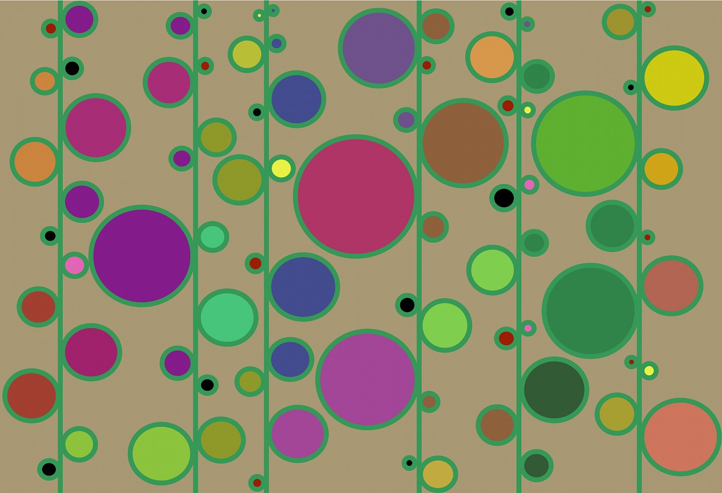 Dane Albert, Circles #28 Dusk, 2023
Enamel on aluminum (Concept) © Dane Albert, 48 x 72 in. (121.9 x 182.9 cm)
Series of colored lines and shapes in multiple configurations
DA.2023-028-dusk