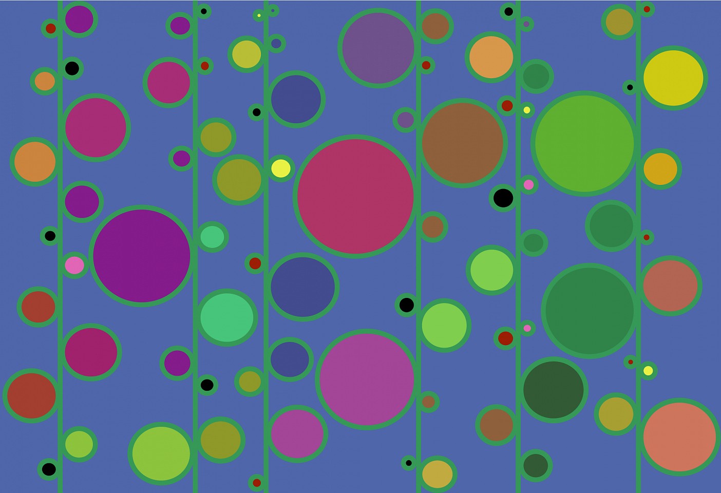 Dane Albert, Circles #28 Night, 2023
Enamel on aluminum (Concept) © Dane Albert, 48 x 72 in. (121.9 x 182.9 cm)
Series of colored lines and shapes in multiple configurations
DA.2023-028-night