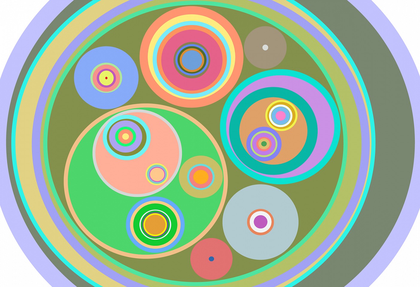 Dane Albert, Circles #30, 2023
Enamel on aluminum (Concept) © Dane Albert, 48 x 72 in. (121.9 x 182.9 cm)
Series of colored lines and shapes in multiple configurations
DA.2023-030