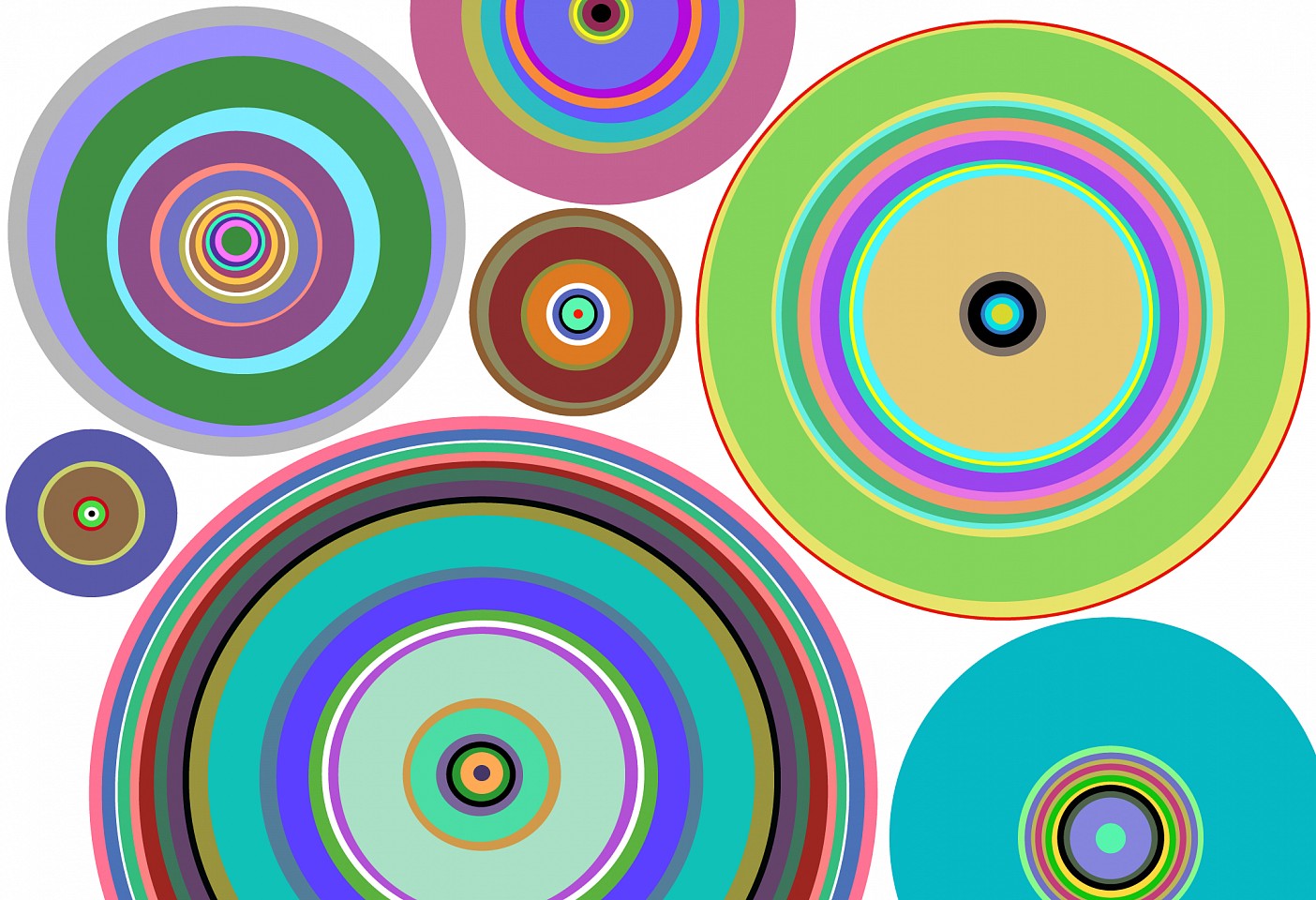 Dane Albert, Circles #29, 2023
Enamel on aluminum (Concept) © Dane Albert, 48 x 72 in. (121.9 x 182.9 cm)
Series of colored lines and shapes in multiple configurations
DA.2023-029