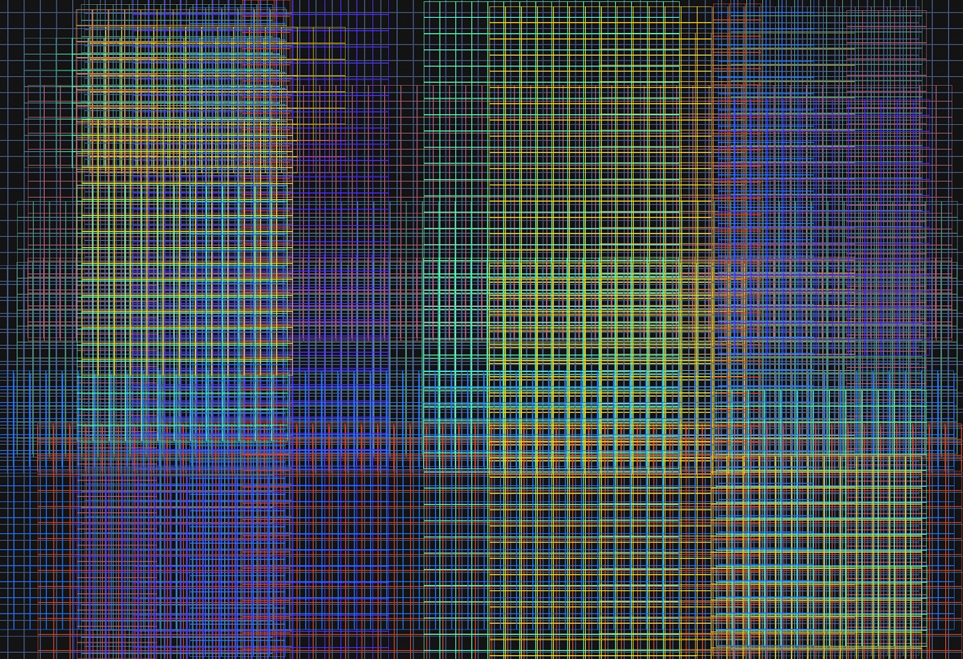 Dane Albert, Color Blocks #31 Night Lines, 2023
Enamel on aluminum (Concept) © Dane Albert, 48 x 60 in. (121.9 x 152.4 cm)
Series of colored blocks in multiple configurations
DA.cb-2023-031-night-lines