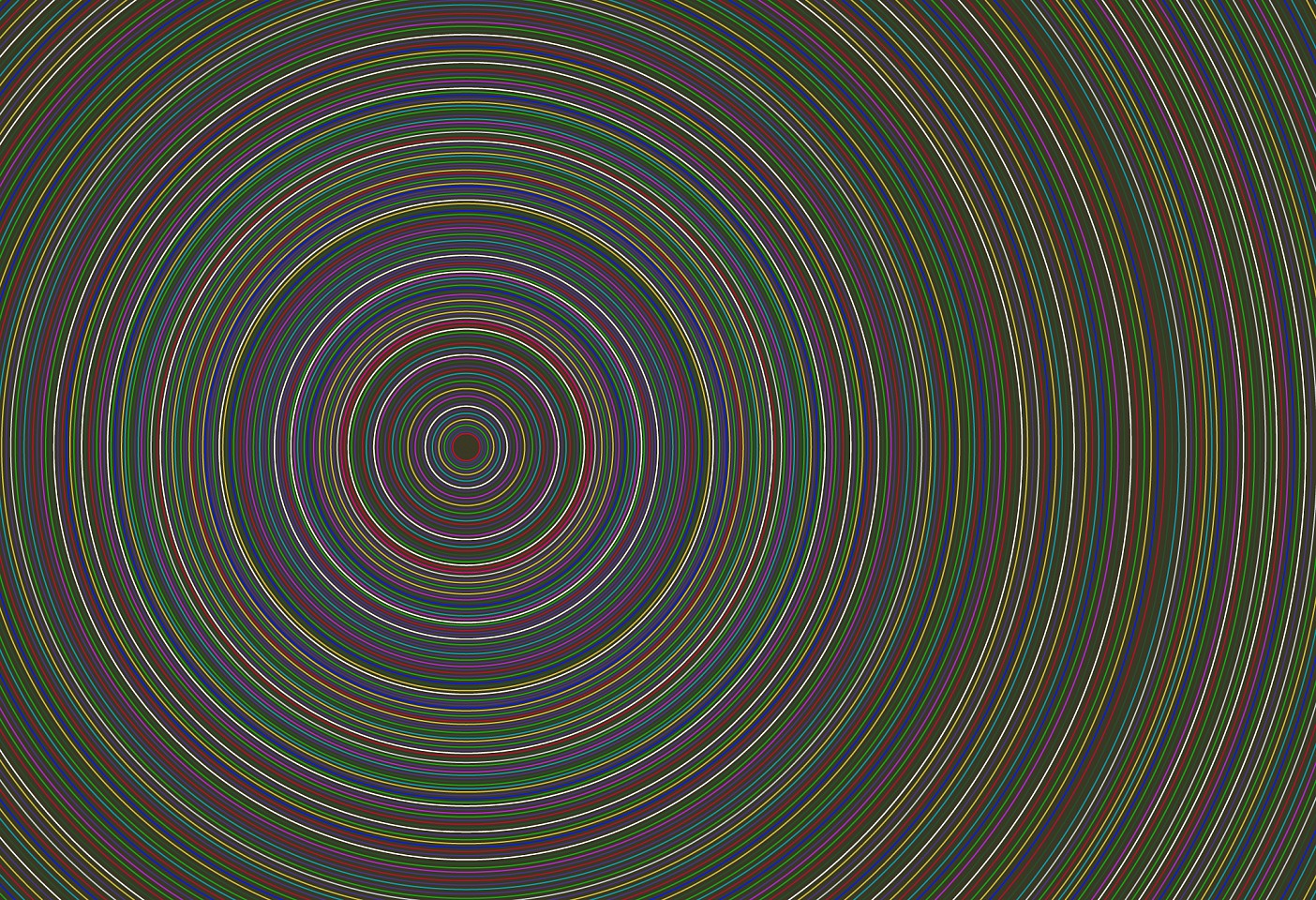 Dane Albert, Circles #40 Multi-Color Night, 2023
Enamel on aluminum (Concept) © Dane Albert, 48 x 72 in. (121.9 x 182.9 cm)
Series of colored lines and shapes in multiple configurations
DA.2023-040-multicolor-night