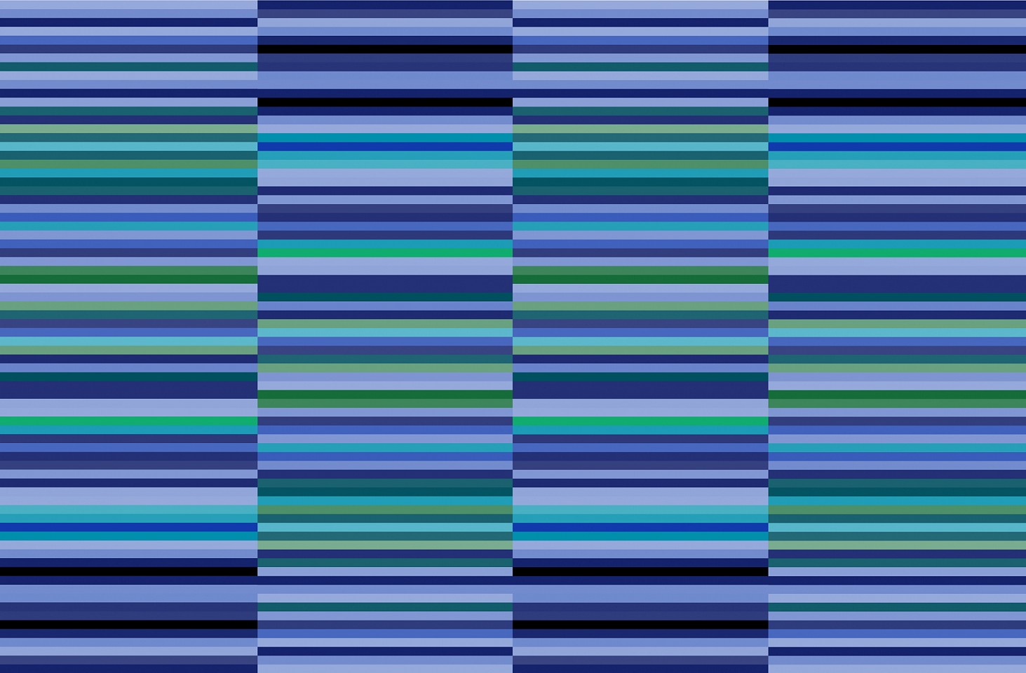 Dane Albert, Color Bars #27 Night, 2024
Enamel on aluminum (Concept) © Dane Albert, 48 x 72 in. (121.9 x 182.9 cm)
Series of colored lines and shapes in multiple configurations
DA.2024.bars-027-night