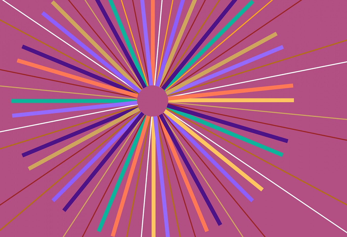 Dane Albert, Color Sticks #48 Dusk, 2024
Enamel on aluminum (Concept) © Dane Albert, 48 x 72 in. (121.9 x 182.9 cm)
Series of colored lines and shapes in multiple configurations
DA.2024.sticks-048-dusk