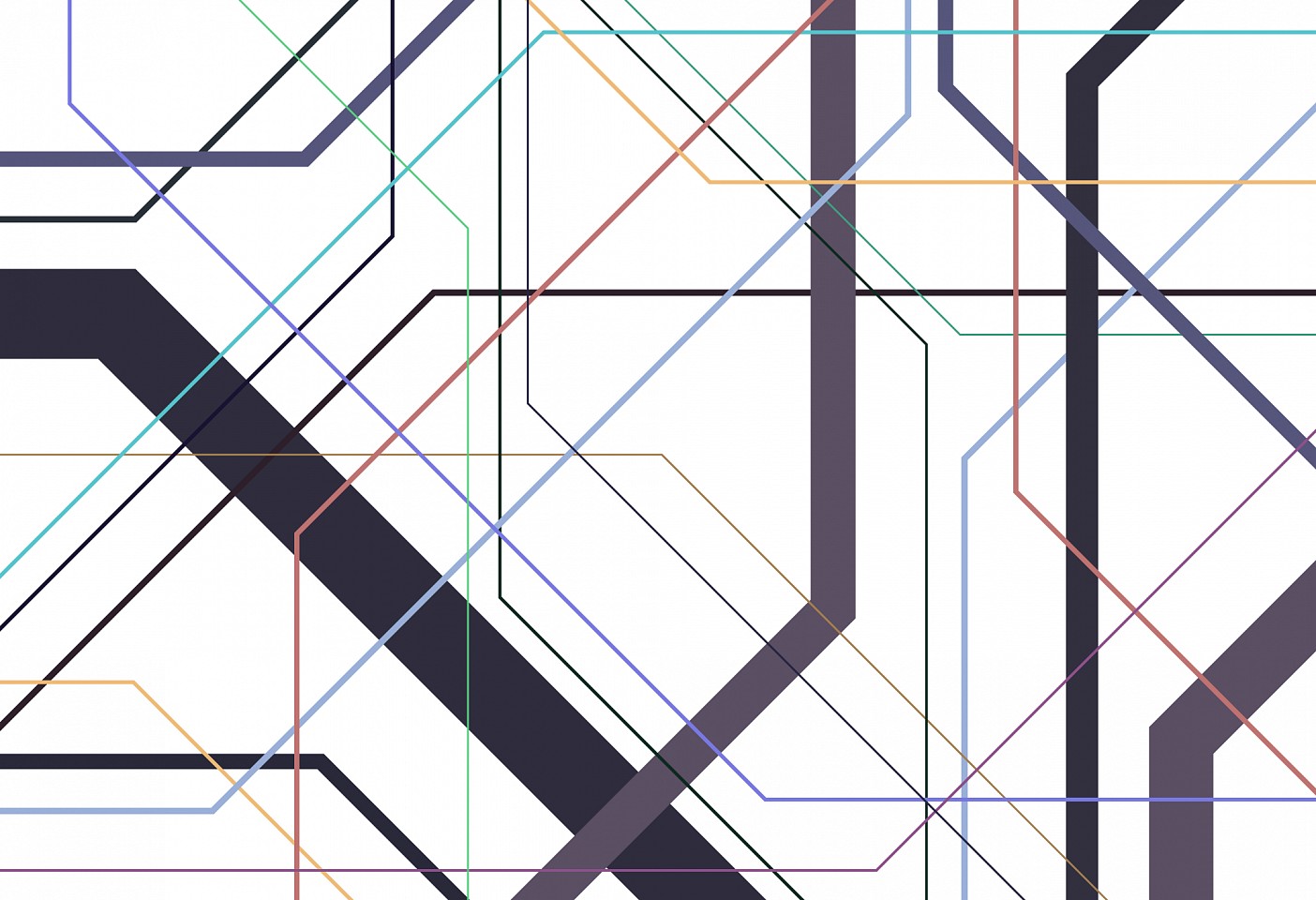 Dane Albert, Polygons #46 Lines, 2024
Enamel on aluminum (Concept), 48 x 72 in. (121.9 x 182.9 cm)
Series of colored lines and shapes in multiple configurations
DA.2024.polygon-046-lines